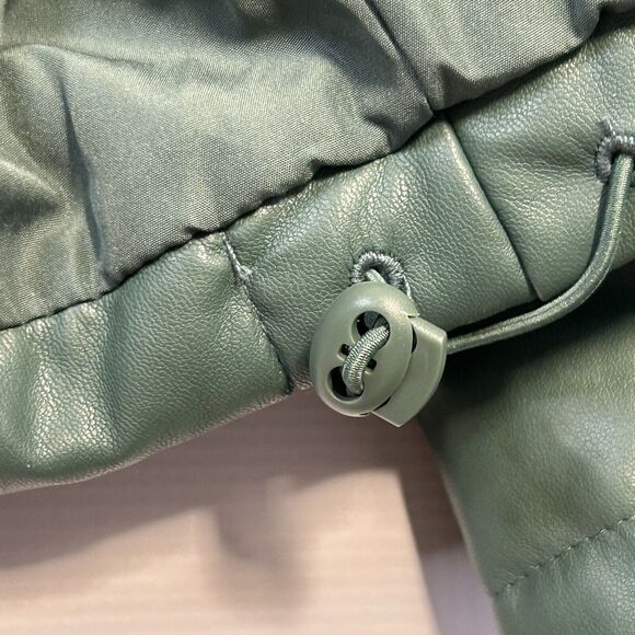 Windsor Love Tree Vegan Leather Puffer Crop Jacket Womens Size Large, Green - Picture 9 of 16